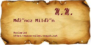 Müncz Milán névjegykártya